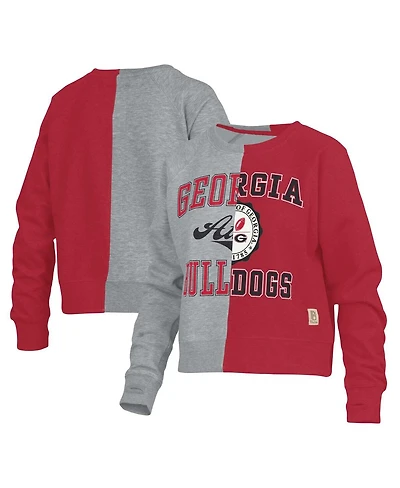 Women's Pressbox Heather Gray Georgia Bulldogs Half and Raglan Pullover Sweatshirt