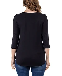 24seven Comfort Apparel Women's Criss Cross Round Hemline Tunic Top