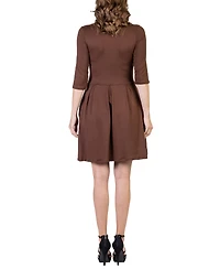 24seven Comfort Apparel Women's Three Quarter Sleeve Mini Dress