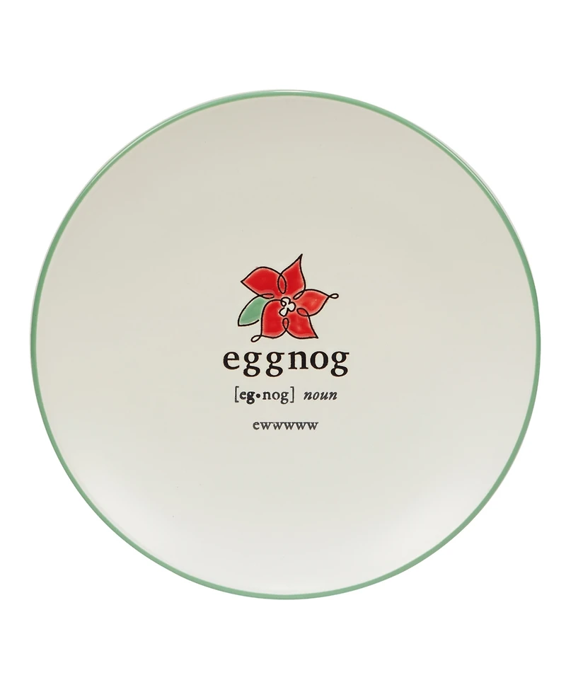 Certified International Christmas Fun Green Sayings 8.5" Dessert Plates Set of 6