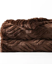 Battilo Cozy Carved Wave Faux Fur Throw, 60" x 80"