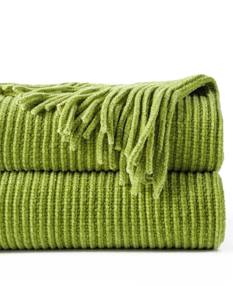 Battilo Classic Textured Ribbed Knit Throw, 50" x 60"