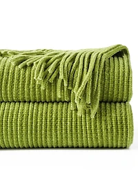 Battilo Classic Textured Ribbed Knit Throw, 50" x 60"