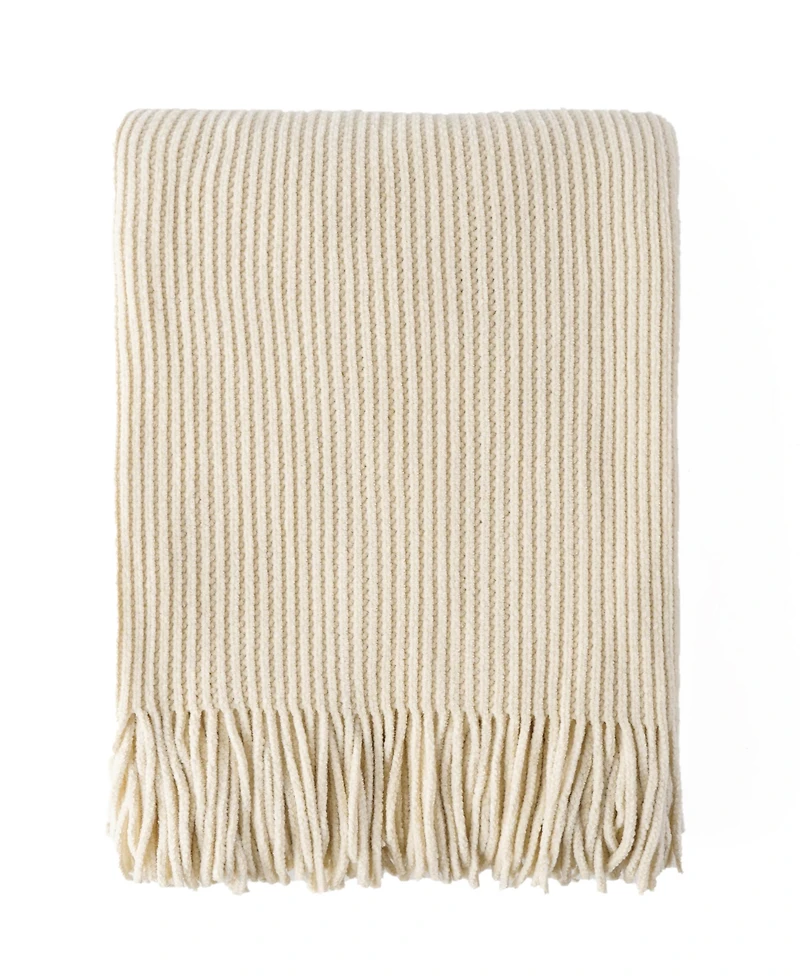 Battilo Classic Textured Ribbed Knit Throw, 50" x 60"