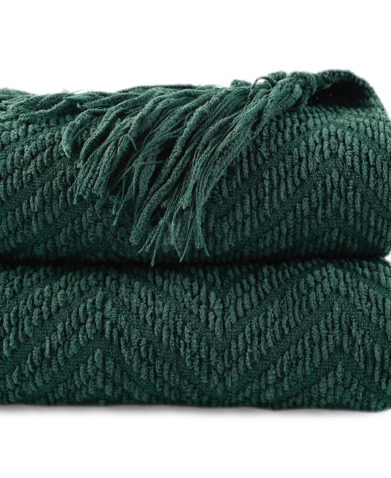 Battilo Classic Textured Woven Micro Chenille Throw
