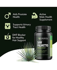 Saw Palmetto Capsules, Prostate Supplement for Men, Reduce Balding & Hair Thinning, Dht Blocker, Havasu Nutrition, 200ct