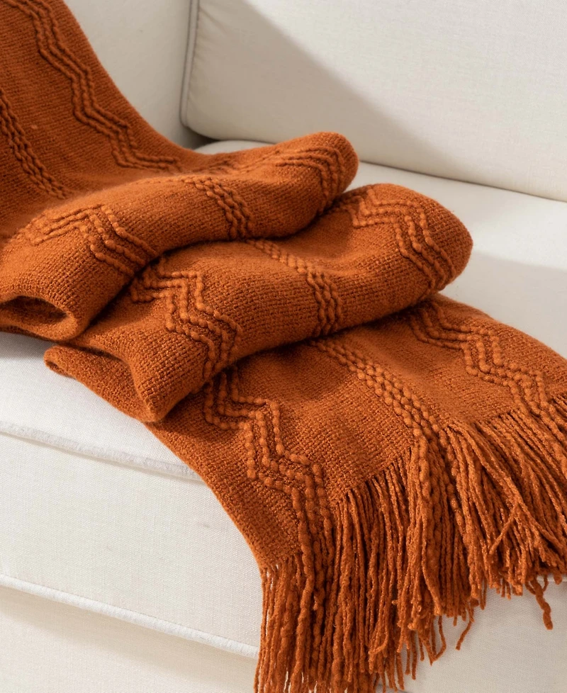 Battilo Texture Triple Zig-Zag Lightweight Throw, 50" x 60"