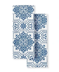 Martha Stewart Strie Medallion Dual Purpose Kitchen Towel 2-Pack Set, 16" x 28"