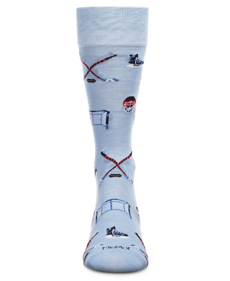 MeMoi Men's Hockey Loving Rayon from Bamboo Blend Novelty Crew Socks