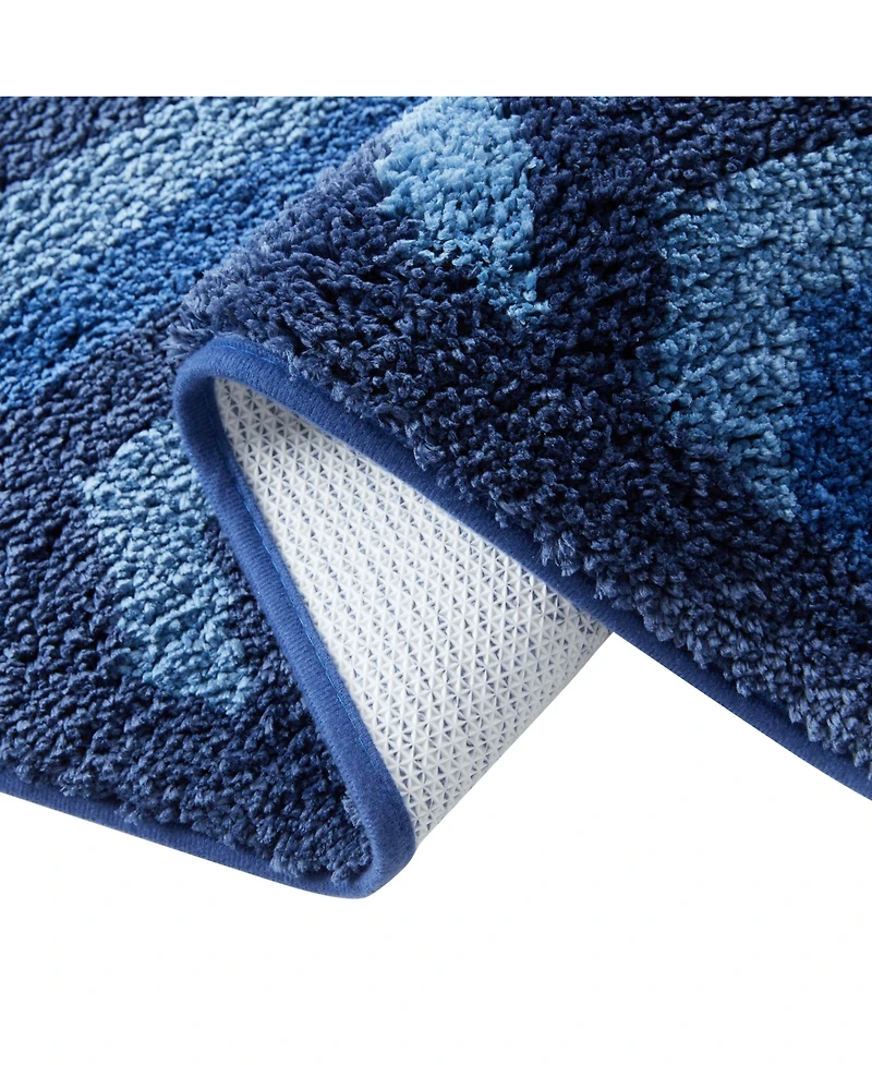 2 Piece Ultra Soft Non Slip Shaggy Bath Rug - Chevron Design Large & Small
