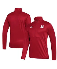 Men's adidas Scarlet Nebraska Huskers 2023 Sideline Aeroready Half-Zip Top