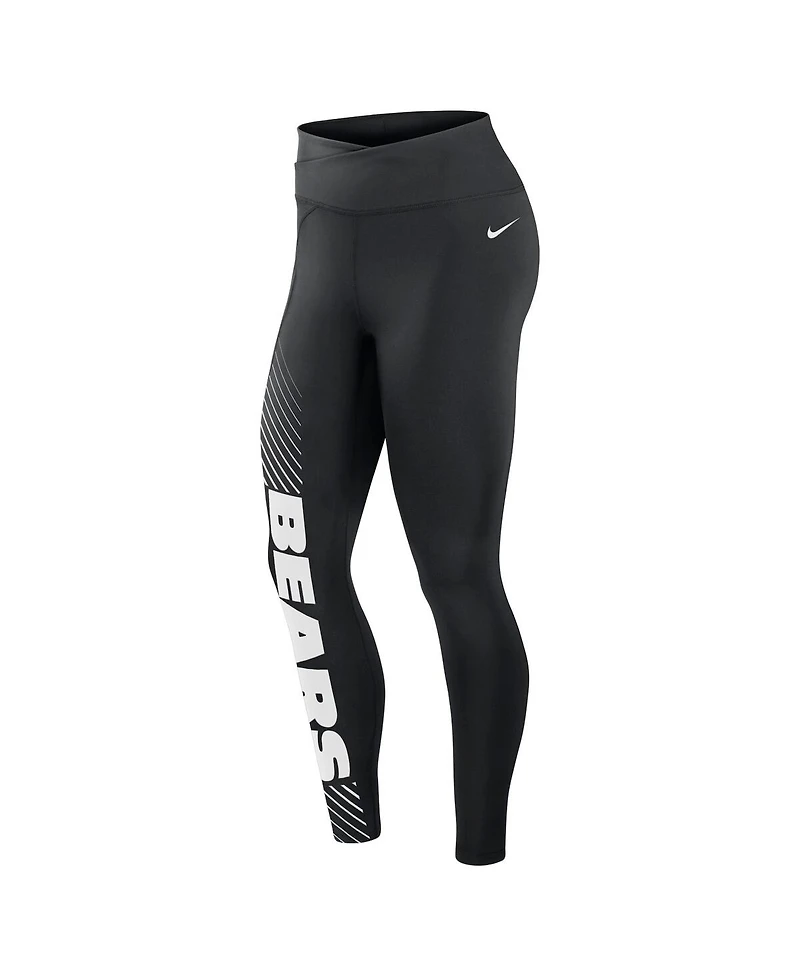 Women's Nike Black Chicago Bears Yard Line Crossover Leggings