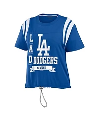 Women's Wear by Erin Andrews Royal Los Angeles Dodgers Cinched Colorblock T-shirt