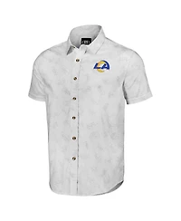 Men's Nfl x Darius Rucker Collection by Fanatics White Los Angeles Rams Woven Short Sleeve Button Up Shirt