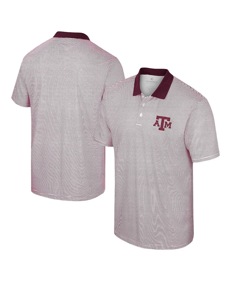 Men's Colosseum White, Maroon Texas A&M Aggies Print Stripe Polo Shirt