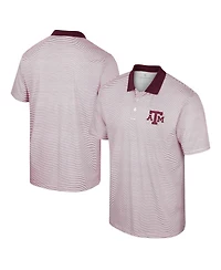 Men's Colosseum White, Maroon Texas A&M Aggies Print Stripe Polo Shirt