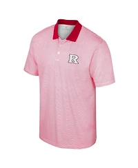 Men's Colosseum White, Scarlet Rutgers Knights Print Stripe Polo Shirt