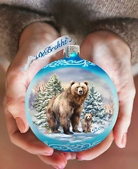 Designocracy A Love for All Seasons - Grizzly Bears Ball Holiday Glass Ornaments G. DeBrekht