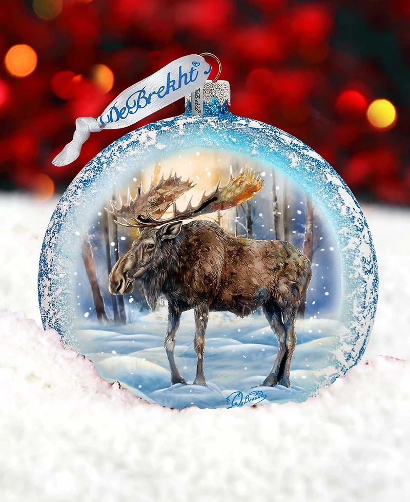 Designocracy In the Heart of the Forest - Moose Ball Christmas Glass Ornaments G. DeBrekht