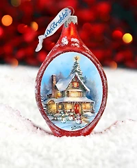 Designocracy Christmas Cottage Drop Holiday Mercury Glass Ornaments G. DeBrekht