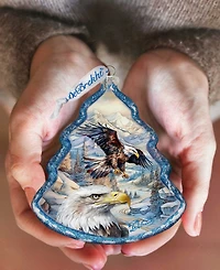 Designocracy The Land of the Free-American Eagle Tree Glass Christmas Ornaments G. DeBrekht