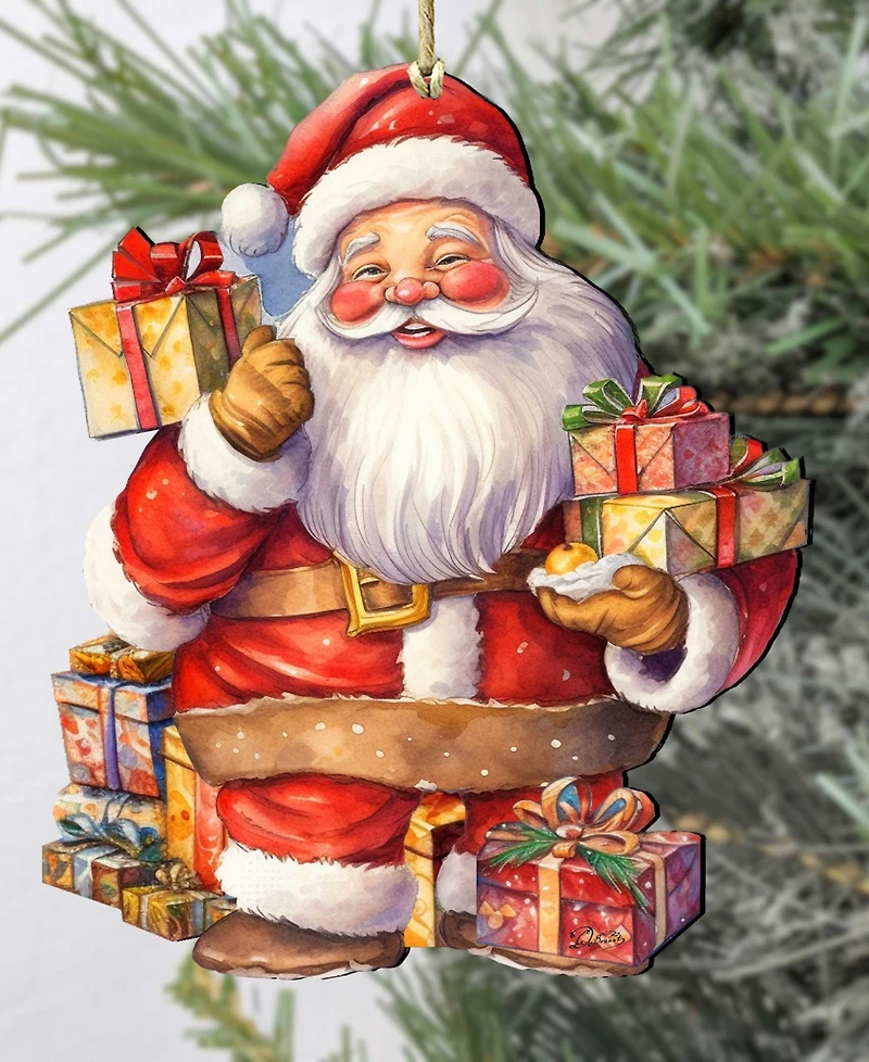Designocracy Merry Delivery Santa with Gifts Christmas Wooden Ornaments G. DeBrekht