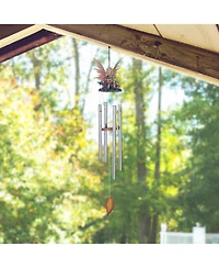 24" Long Peach Fairy with Baby Dragon Round Top Wind Chime