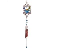 33" Long Dragonfly Copper and Gem Wind Chime with Candle Holder