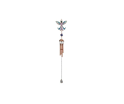 18" Long Blue Angel Copper and Gem Wind Chime