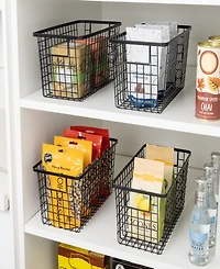 Smart Design Nestable 6" x 12" x 6" Basket Organizer with Handles, Set of 4