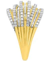 Diamond Round & Baguette Multirow Statement Ring (1 ct. t.w.) 14k Gold-Plated Sterling Silver