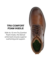 Vance Co. Men's Denver Tru Comfort Foam Plain Toe Lace-Up Ankle Boots