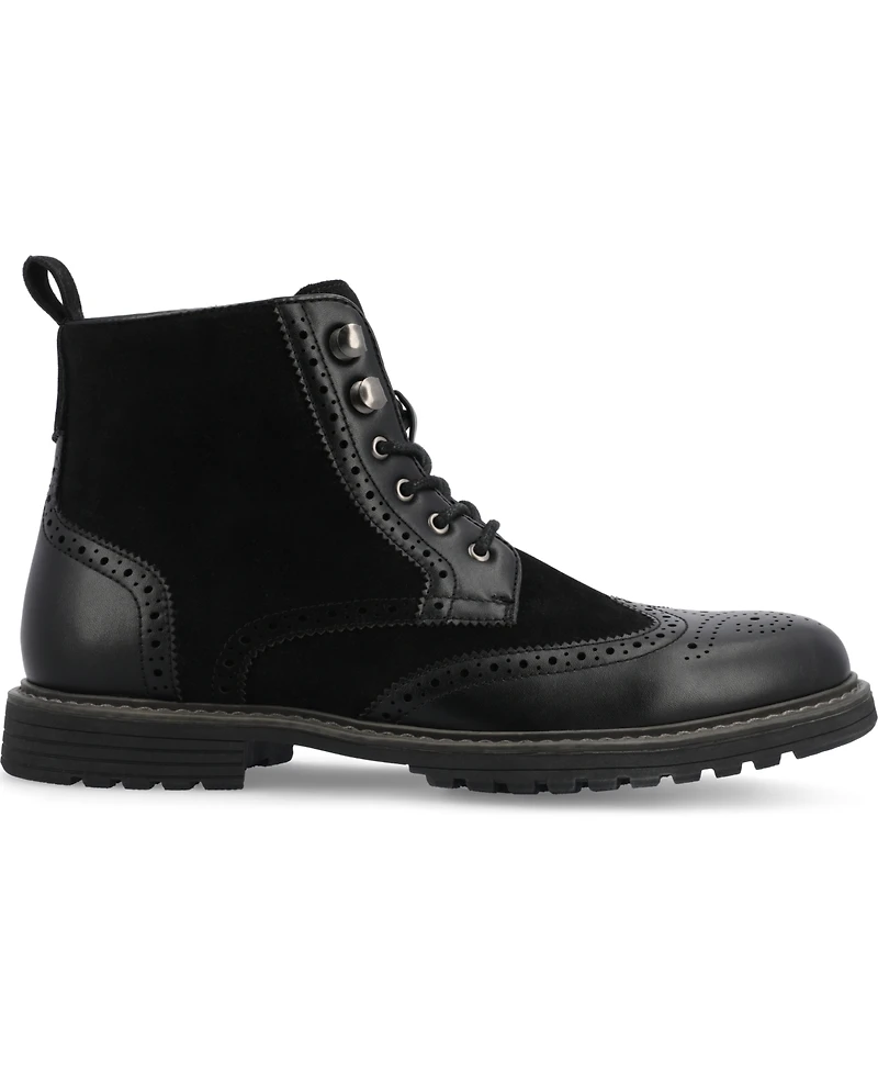Vance Co. Men's Virgil Tru Comfort Foam Wingtip Lace-Up Ankle Boots