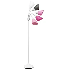 Simple Designs 5 Light Adjustable Gooseneck Floor Lamp with Shades