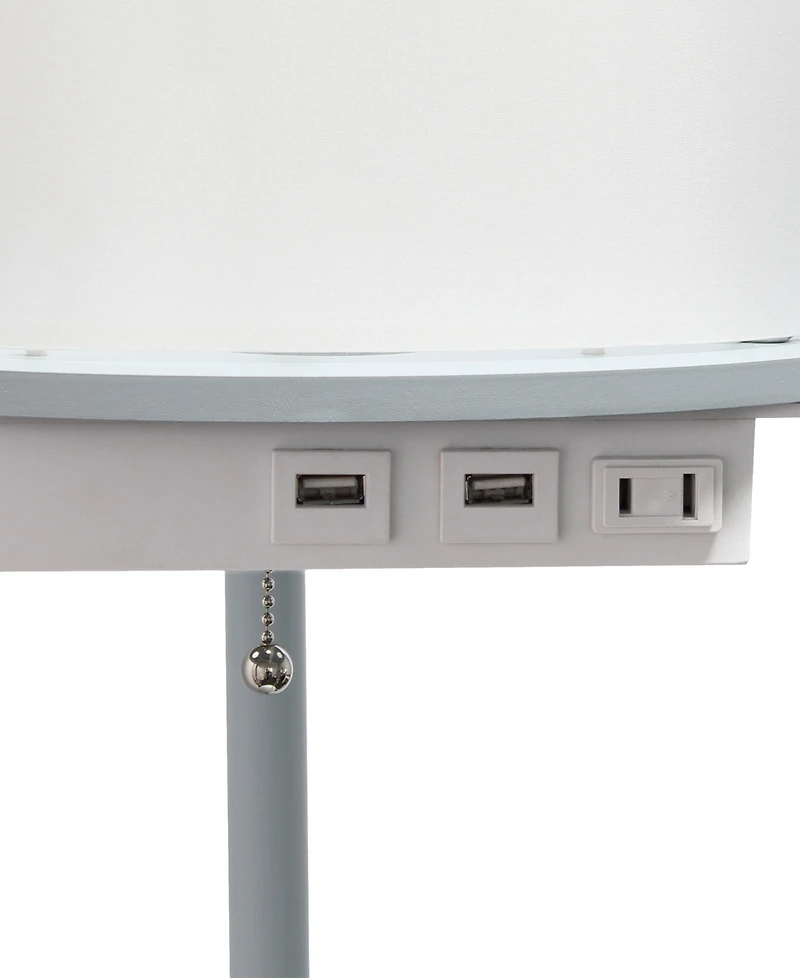 All The Rages Etagere Organizer Storage Floor Lamp with 2 Usb Charging Ports, 1 Charging Outlet