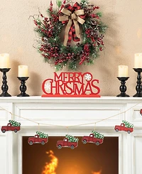 Glitzhome 18" L Wood Metal Merry Christmas Table Decor