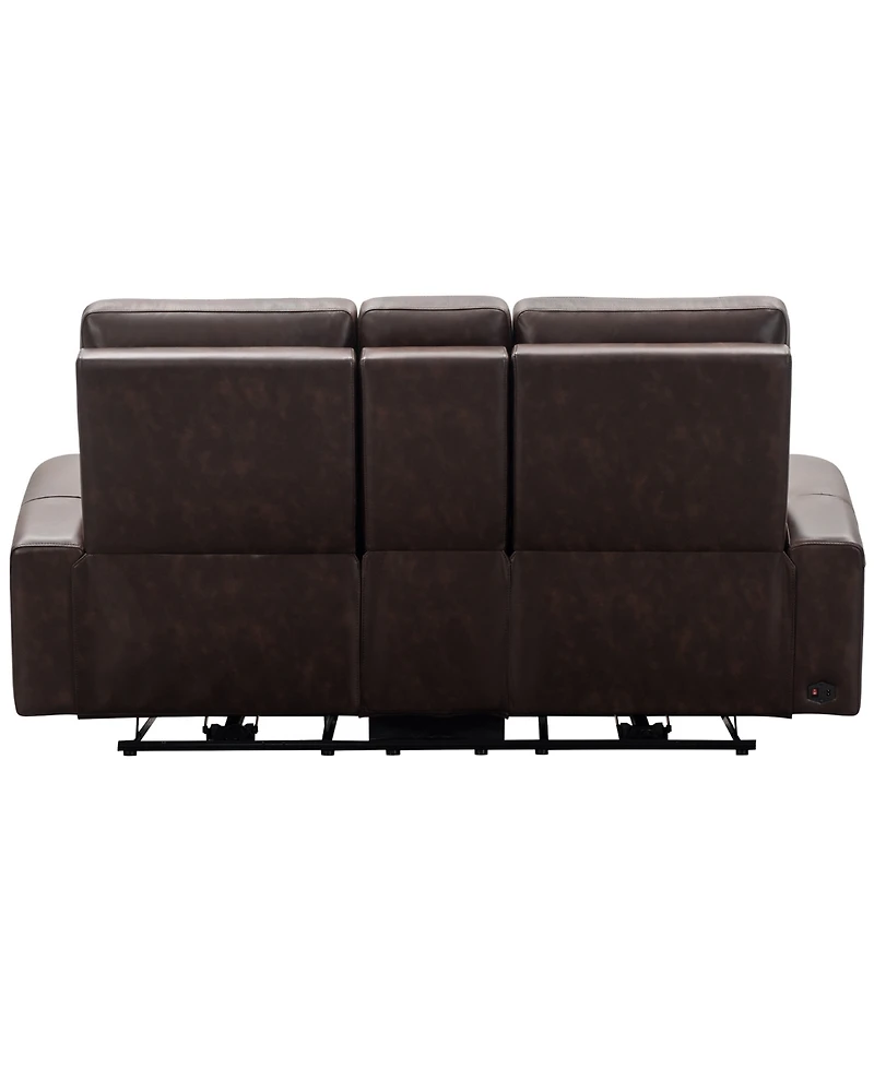 Keegan 77" Leather Power Reclining Console with Power Headrests Loveseat