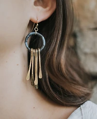 Matr Boomie Kaia Brass Tassel Earrings - Blue Thread Wrapped