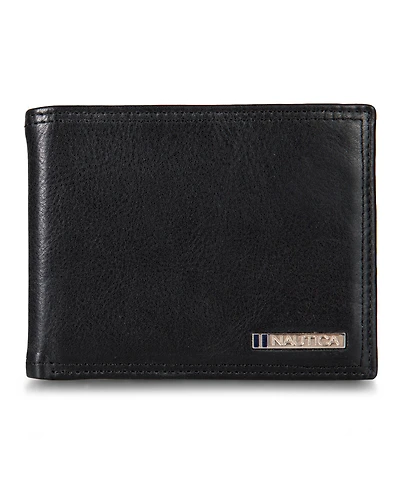 Nautica Men's Enameled Logo Leather Bifold Wallet
