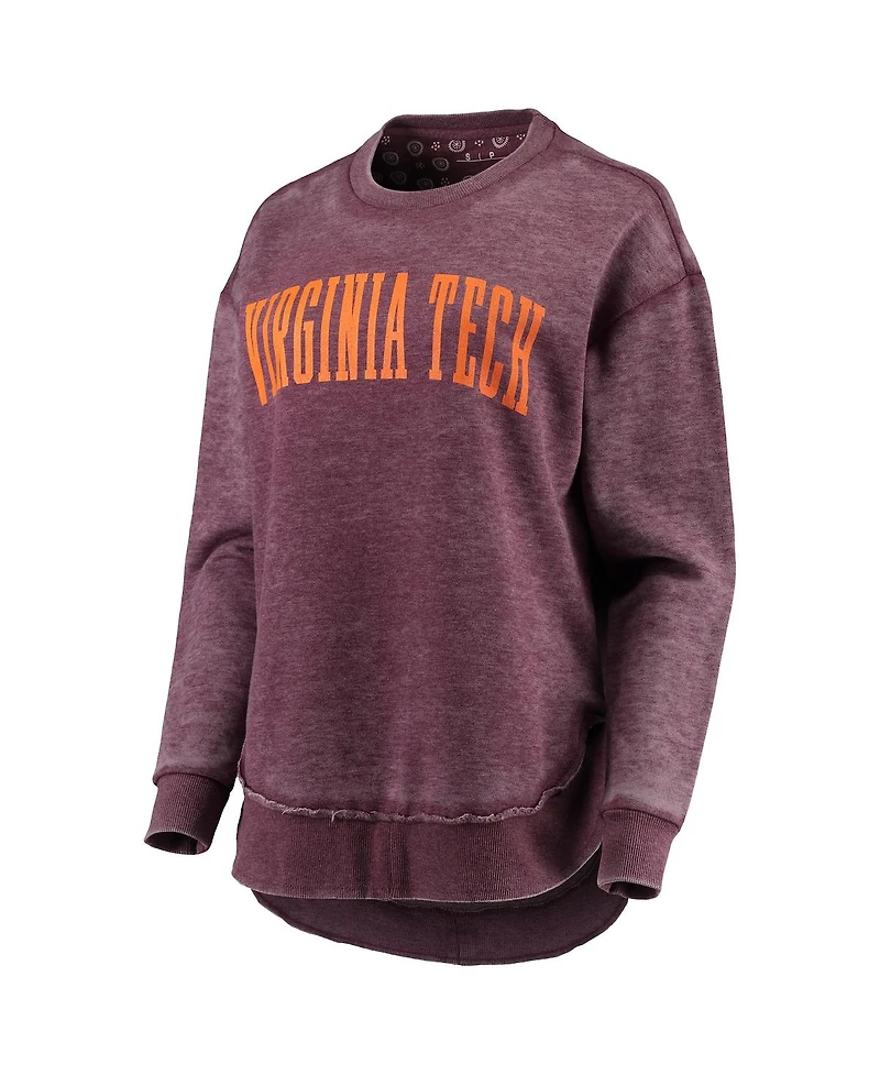 Women's Pressbox Maroon Virginia Tech Hokies Vintage-Like Wash Pullover Sweatshirt