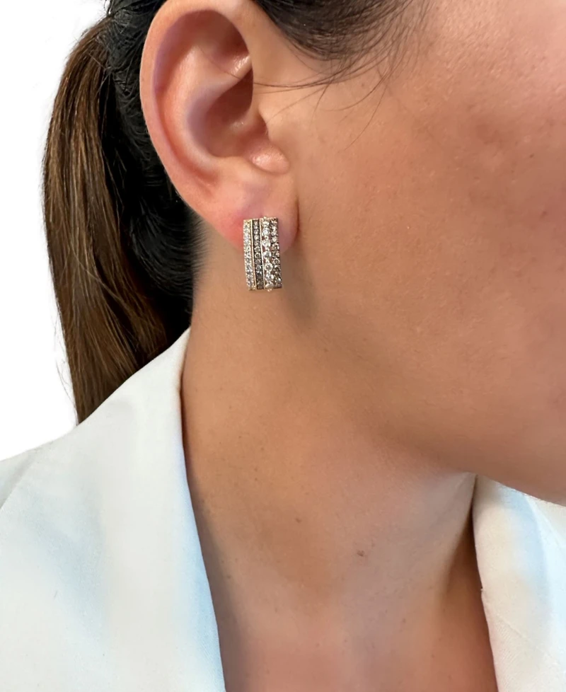 Le Vian Chocolate Diamond & Nude Multirow Small Hoop Earrings (1-1/4 ct. t.w.) 14k Gold, 0.7" (Also Available Rose Gold)