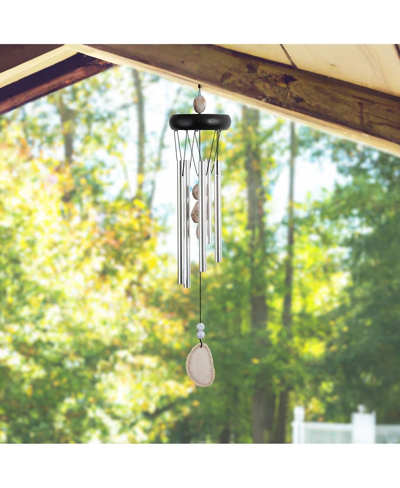 Fc Design 20" Long Wooden Top Beige Geode Wind Chime Home Decor Perfect Gift for House Warming, Holidays and Birthdays