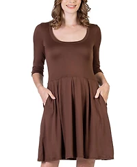 24seven Comfort Apparel Women's Three Quarter Sleeve Mini Dress