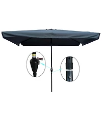 Simplie Fun 10 X 6.5FT Rectangular Patio Umbrella Outdoor Market Umbrellas With Crank And Push Button