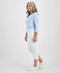 Style & Co Petite Mid-Rise Curvy Roll-Cuff Capri Jeans