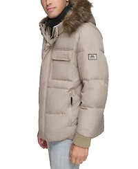 Marc New York Men's Nisko Short Channel Quilted Puffer Jacket with Faux Fur Hood