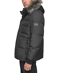 Marc New York Men's Nisko Short Channel Quilted Puffer Jacket with Faux Fur Hood