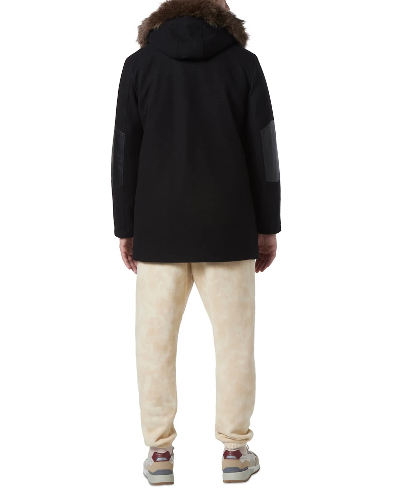Marc New York Men's Dawson Hooded Parka with Faux-Leather & Faux-Fur Trim