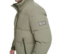 Marc New York Men's Sideling Stretch Crinkle Down Color Block Bomber Jacket