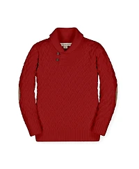 Hope & Henry Baby Boys Long Sleeve Shawl Collar Herringbone Cable Sweater with Elbow Patches